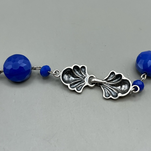 Blue Beaded Necklace with Sterling Silver Accents - Picture 4 of 5